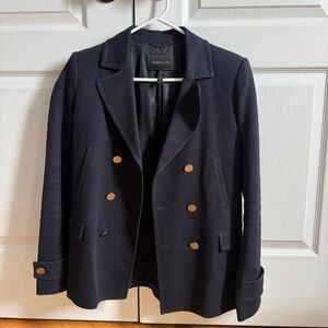 BCBG Max Aria Navy Double-Breasted Pea Coat jacket